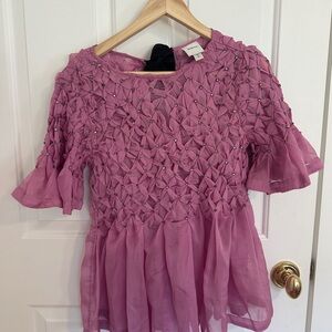 Maeve Textured Pink Blouse